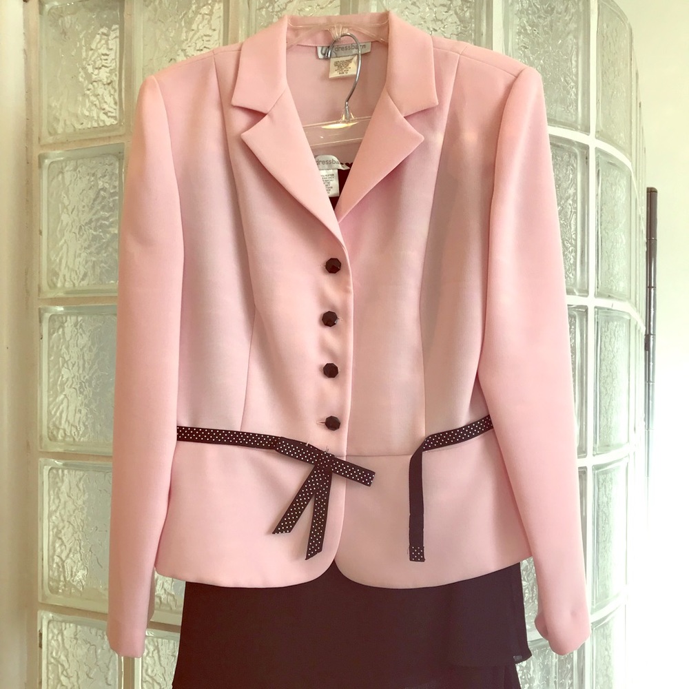 Pink and Black Blouse and Skirt Outfit